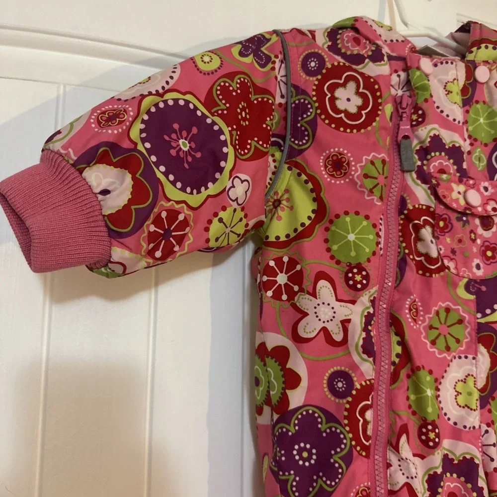 Girls Hanna Andersson Pink Floral Warm Snowsuit Size‎ 70 6-12 Months